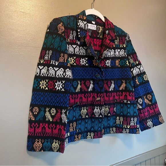 Aries Guatemala Hand Woven Cultural Fast Colors Blazer Jacket - Picture 9 of 10